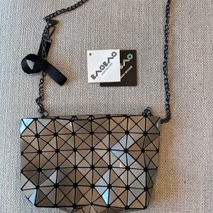 Metallic Silver Geometric Crossbody Bag